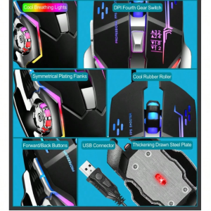 6D Wired Gaming Mouse, Cool Breathing Light Effect, Comfortable Hand Feeling, PDI 4th Gear Switch,