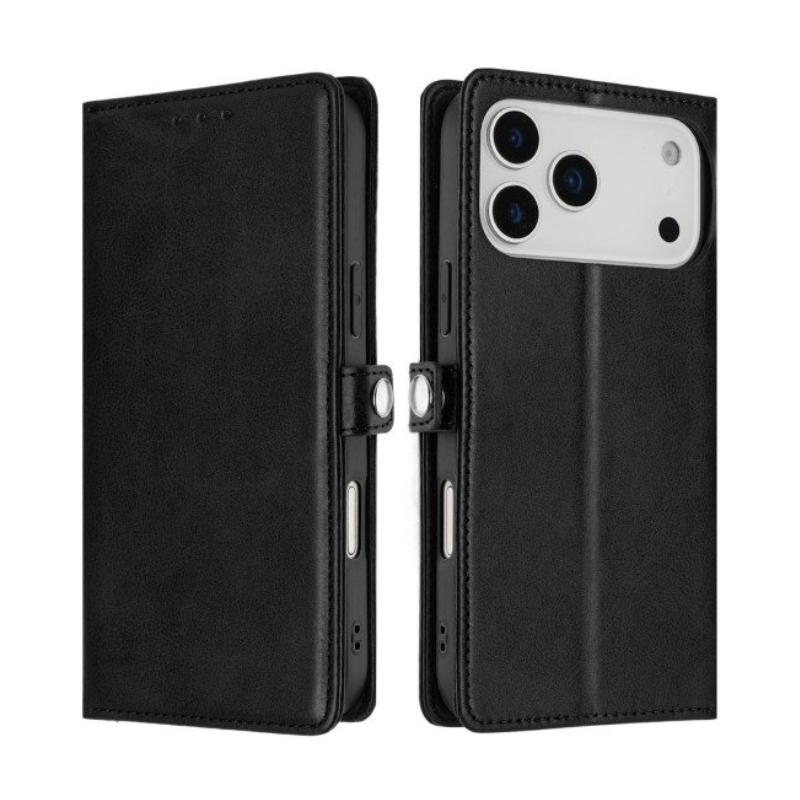 Card Holder Slot & Foldable Front Cover – Elegant Protection for Apple iPhone 17 Pro Max (Black)