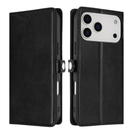 Card Holder Slot & Foldable Front Cover – Elegant Protection for Apple iPhone 17 Pro Max (Black)