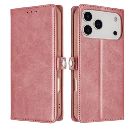 Card Holder Slot & Foldable Front Cover – Elegant Protection for Apple iPhone 17 Pro Max (Rose Gold)