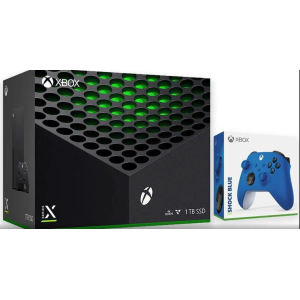 2020 Newest X Gaming Console Bundle - 1TB SSD Black Xbox with Two Xbox Wireless Controllers Black and Blue