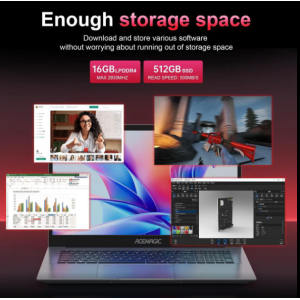 ACEMAGIC Laptop Computer, 16GB DDR4 512GB SSD, 18.5 Inch Laptop with Intel Quad-Core