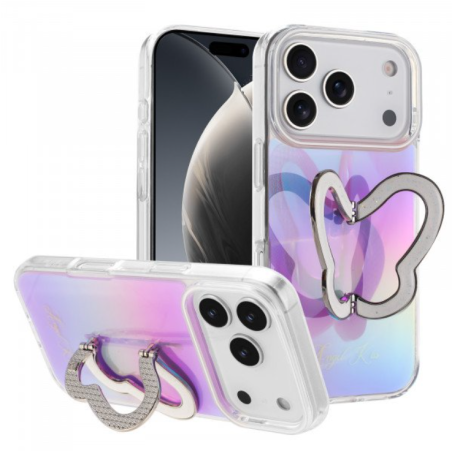 Phone Case with Rainbow Gradient – Sparkling Style & Hands-Free Stand for Apple iPhone 17 Pro Max (Purple)