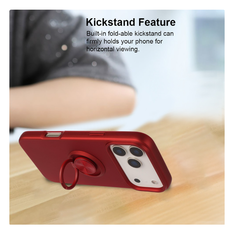 Phone Case with Glossy Finish – Superior Protection & Built-In Ring for Apple iPhone 17 Pro Max (Red)