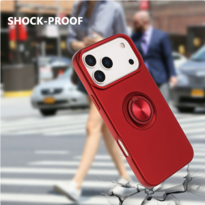 Phone Case with Glossy Finish – Superior Protection & Built-In Ring for Apple iPhone 17 Pro Max (Red)