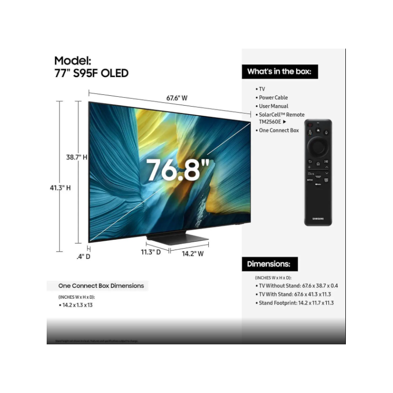 Samsung QN65S95FAFXZA OLED S95F 65-Inch QD-OLED 4K Smart TV