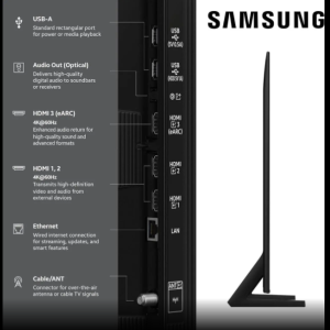 Samsung 43-Inch Q8F QLED 4K Smart TV Quantum Dot, HDR+, 144Hz VRR, Slim Metal Design, Voice