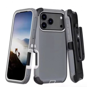 Case with Belt Clip for Apple iPhone 17 Pro Max (Gray White)