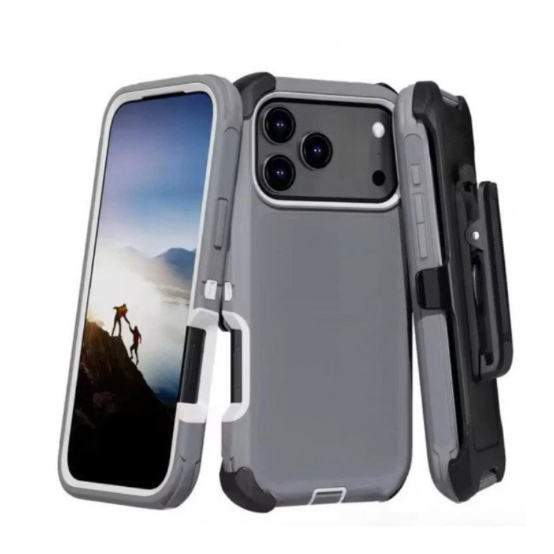 Case with Belt Clip for Apple iPhone 17 Pro Max (Gray White)