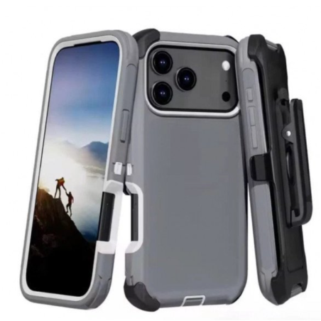 Case with Belt Clip for Apple iPhone 17 Pro Max (Gray White)
