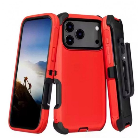Case with Belt Clip for Apple iPhone 17 Pro Max (Red Black)