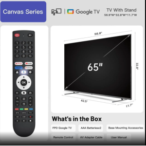 FPD 65 Inch Smart TV, 4K LED Google TV with Google Play Built-in Google Cast, HDR 10, Dolby Atmos & Vision MEMC