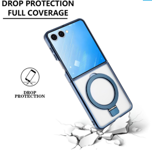Case with Magnetic Kickstand Ring for Samsung Galaxy Z Flip 7 (Blue)