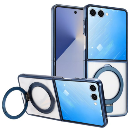 Case with Magnetic Kickstand Ring for Samsung Galaxy Z Flip 7 (Blue)