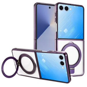 Case with Magnetic Kickstand Ring for Samsung Galaxy Z Flip 7 (Purple)
