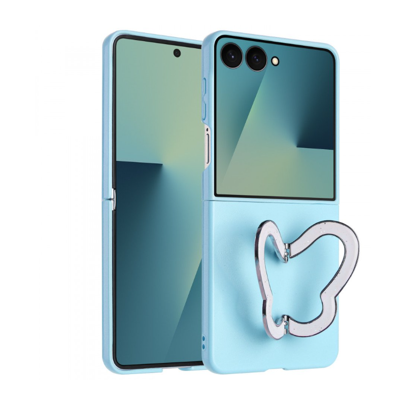 Case with Butterfly Kickstand for Samsung Galaxy Z Flip 7 (Blue)