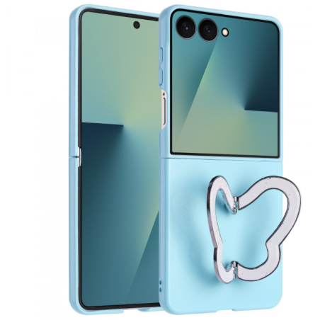 Case with Butterfly Kickstand for Samsung Galaxy Z Flip 7 (Blue)
