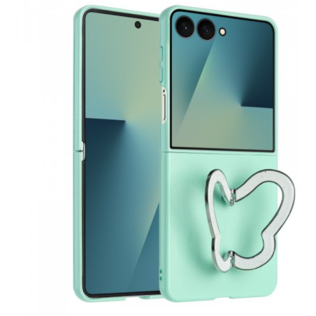 Case with Butterfly Kickstand for Samsung Galaxy Z Flip 7 (Green)