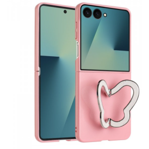 Case with Butterfly Kickstand for Samsung Galaxy Z Flip 7 (Pink)