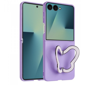 Case with Butterfly Kickstand for Samsung Galaxy Z Flip 7 (Purple)