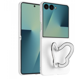 Case with Butterfly Kickstand for Samsung Galaxy Z Flip 7 (White)
