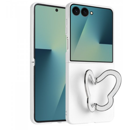 Case with Butterfly Kickstand for Samsung Galaxy Z Flip 7 (White)