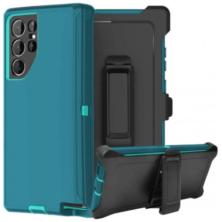 Case with Clip for Samsung Galaxy S25 Ultra 5G (Aqua Blue / Blue)