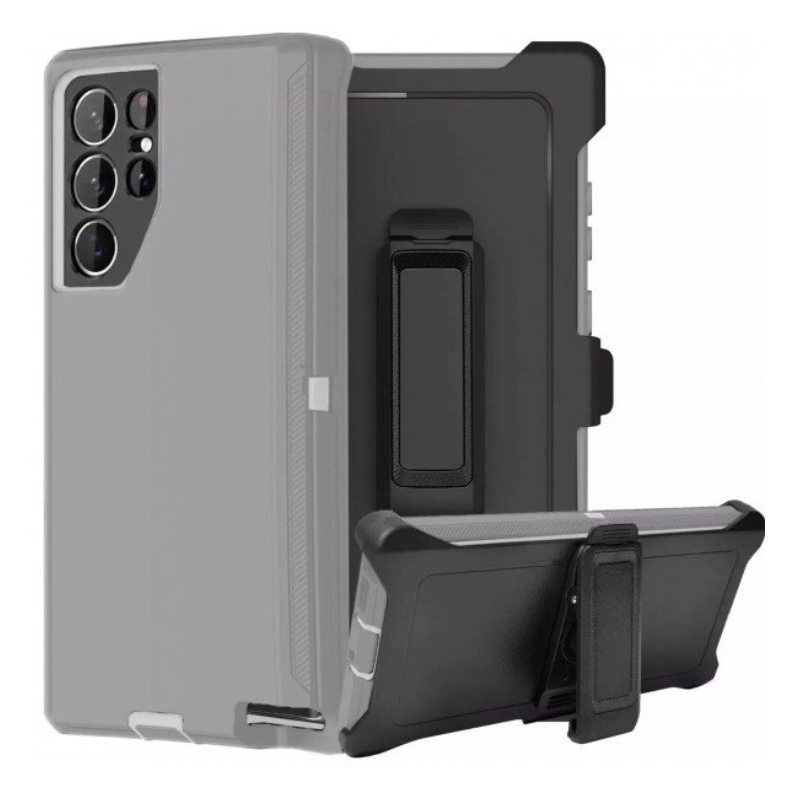 Case with Clip for Samsung Galaxy S25 Ultra 5G (Gray / White)