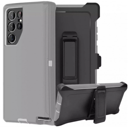 Case with Clip for Samsung Galaxy S25 Ultra 5G (Gray / White)