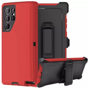 Case with Clip for Samsung Galaxy S25 Ultra 5G (Red / Black)