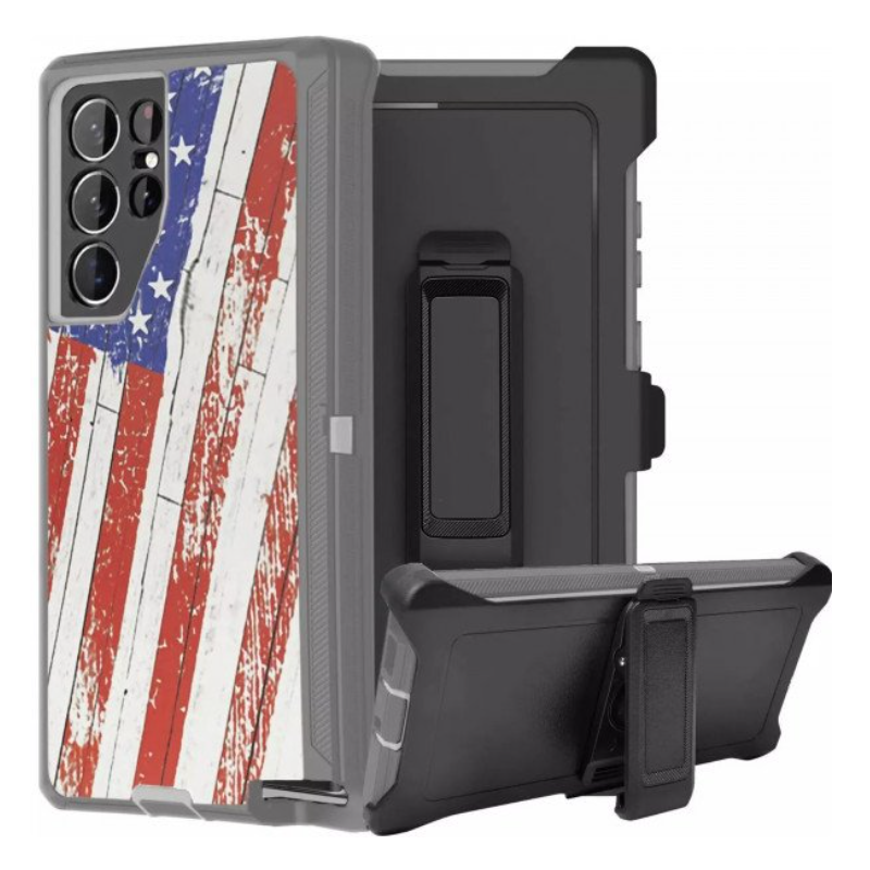 Case with Clip for Samsung Galaxy S25 Ultra 5G (USA Flag)