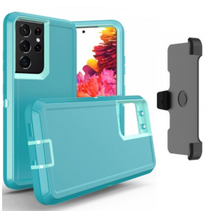 Case with Clip for Samsung Galaxy S25 5G (Aqua Blue / Blue)