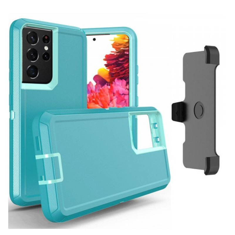 Case with Clip for Samsung Galaxy S25 5G (Aqua Blue / Blue)