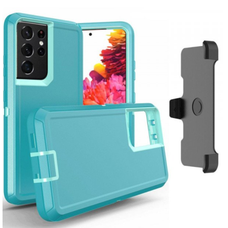 Case with Clip for Samsung Galaxy S25 5G (Aqua Blue / Blue)