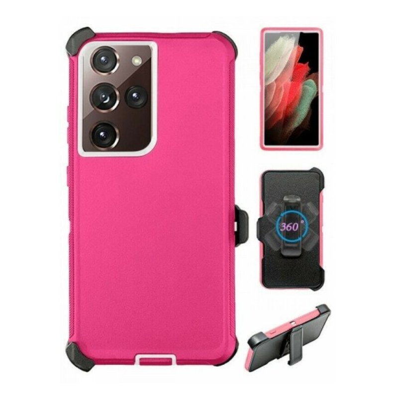 Case with Clip for Samsung Galaxy S25 5G (Pink / White)