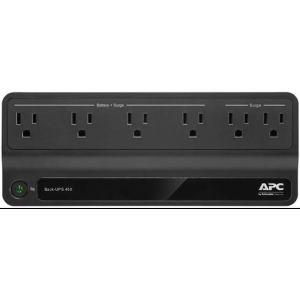 APC BN450M UPS 450VA, 120V, 6 NEMA outlets (2 surge), Battery is not user replaceable - 8 Hour