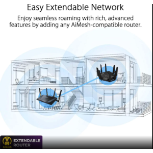 ASUS RT-BE96U BE19000 802.11BE Tri-Band Performance WiFi 7 Extendable Router with 6GHz