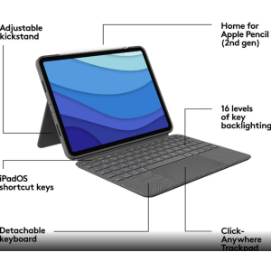 Logitech Combo Touch iPad Pro 11" (1st, 2nd, and 3rd Generation) Keyboard Case - Detachable Backlit