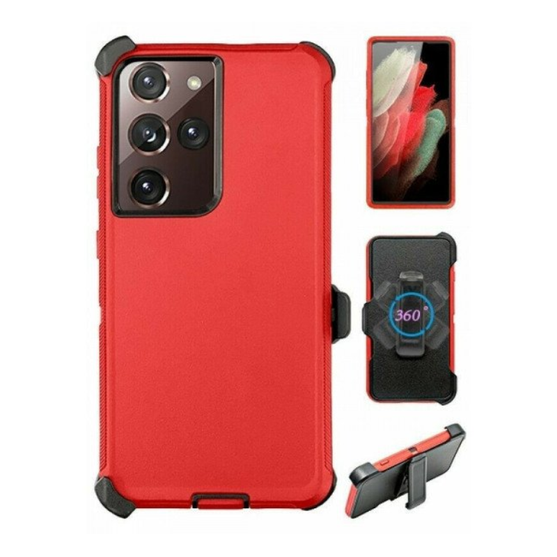 Case with Clip for Samsung Galaxy S25 5G (Red / Black)