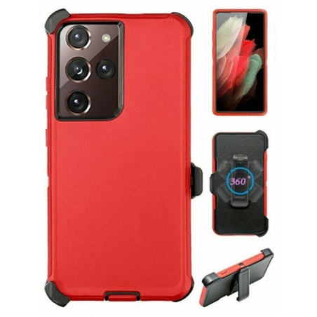 Case with Clip for Samsung Galaxy S25 5G (Red / Black)