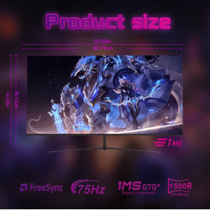 32 Inch Ultra Large Ultra Clear Display Screen, 1500R