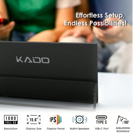 Kado Portable Monitor 15.6-Inch FHD 1080p