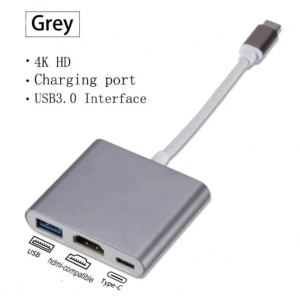 USB Hub 3 In 1 USB C To HDMI-Compatible USB 3.0
