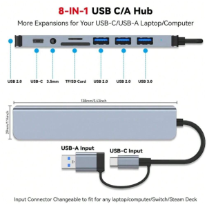USB Hub, Dual Purpose Hub With USB And Type C