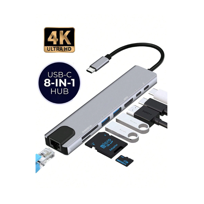 8 In 1 Port Docking Station USB Type C HUB To HDM 4K