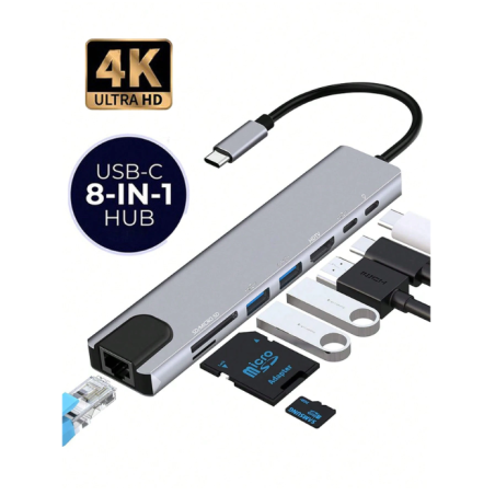 8 In 1 Port Docking Station USB Type C HUB To HDM 4K
