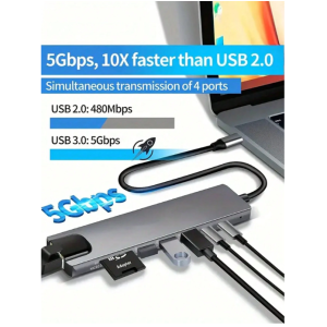 8 In 1 Port Docking Station USB Type C HUB To HDM 4K