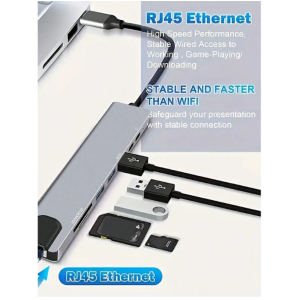 8 In 1 Port Docking Station USB Type C HUB To HDM 4K