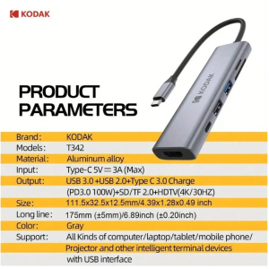 Kodak Kodak T342 6-In-1 Expansion Dock Hub USB-C Hub
