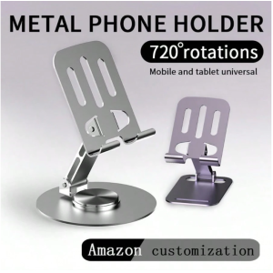 360° Rotating Aluminum Phone Stand With Dual-Axis Folding Compatible With IPhone